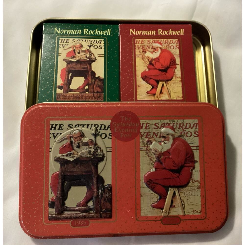 VTG 1998 norman rockwell saturday evening post santa playing cards